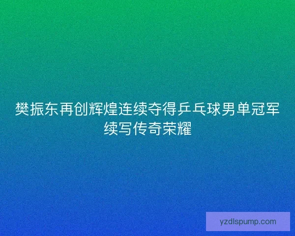 樊振东再创辉煌连续夺得乒乓球男单冠军续写传奇荣耀